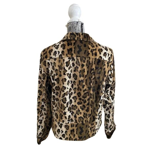 Vintage Y2K Dollhouse Faux Fur Leopard Animal Print Jacket Size Large - Picture 3 of 9